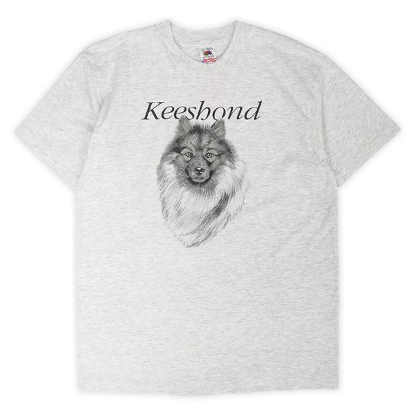 画像1: 90's Keeshond ドッグプリントTシャツ "Fruit of the loom body / MADE IN USA" (1)