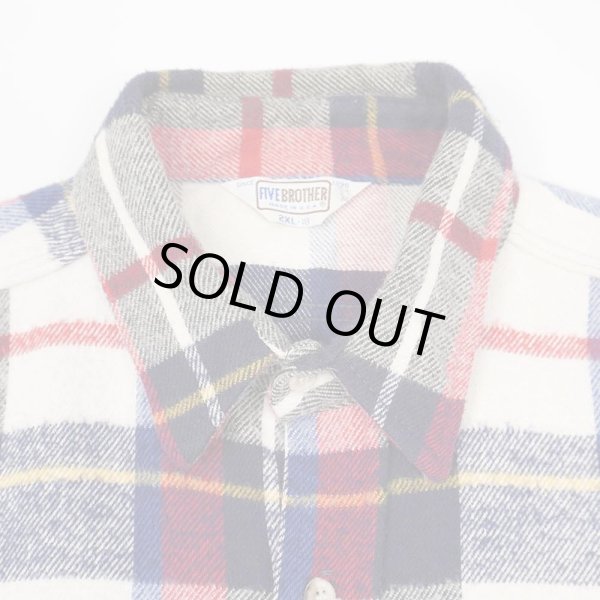 画像3: 80's FIVE BROTHER ヘビーネルシャツ "Tricolor Plaid / MADE IN USA" (3)