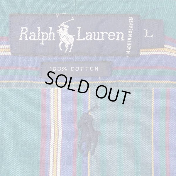 画像2: Early 90's Polo Ralph Lauren マルチストライプ柄 ボタンダウンシャツ (2)