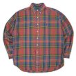 画像1: 90's Polo Ralph Lauren ヘビーネル ボタンダウンシャツ "BLAIRE / Orange Plaid" (1)