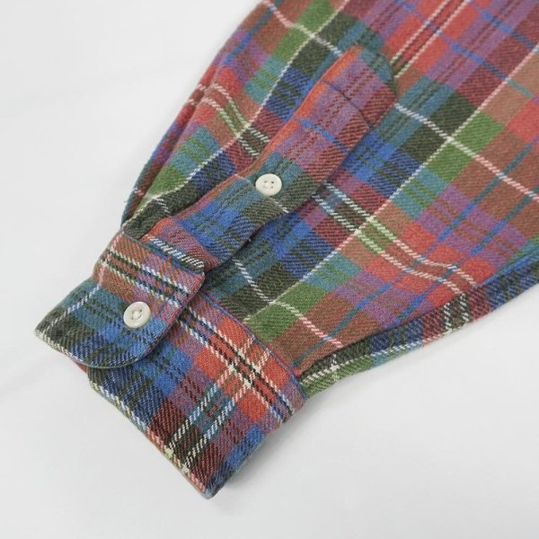 画像4: 90's Polo Ralph Lauren ヘビーネル ボタンダウンシャツ "BLAIRE / Orange Plaid" (4)