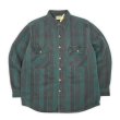 画像1: Late 90's FIVE BROTHER ヘビーネルシャツ "Fade Black×Green Plaid / USA COMPONENTS" (1)