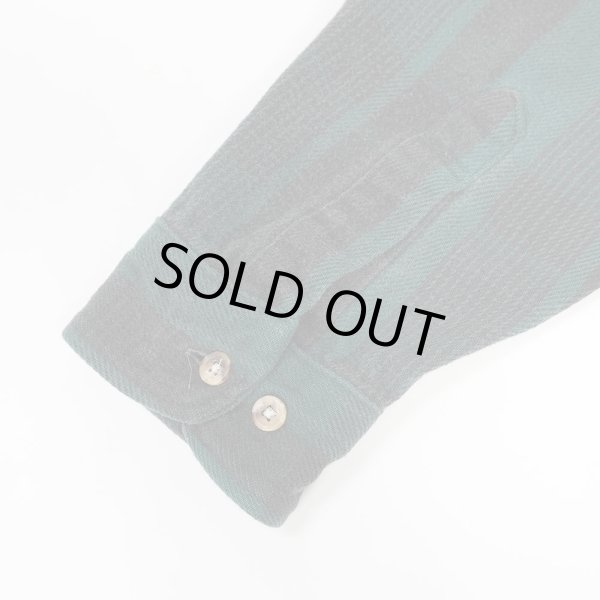 画像4: Late 90's FIVE BROTHER ヘビーネルシャツ "Fade Black×Green Plaid / USA COMPONENTS" (4)