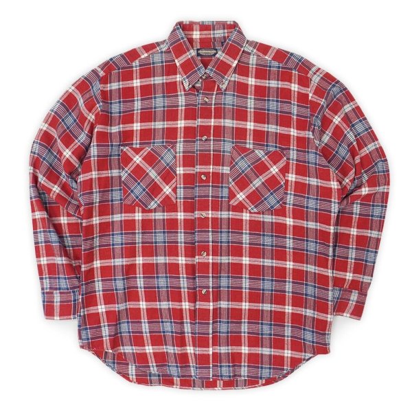 画像1: 80-90's TOWNCRAFT フランネル ボタンダウンシャツ "Red Plaid / MADE IN USA" (1)