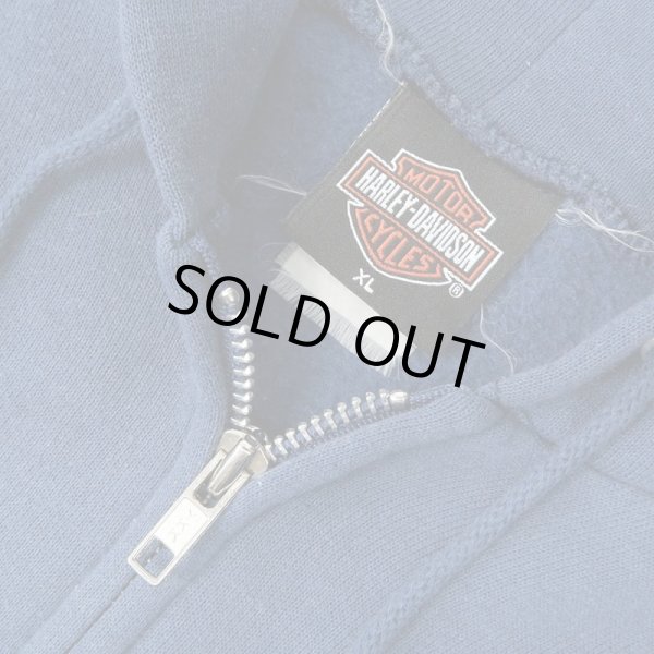 画像3: 00's HARLEY-DAVIDSON フルジップ スウェットパーカー “NAVY” (3)