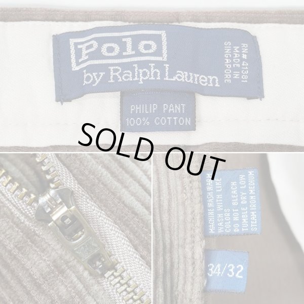 画像4: 90's Polo Ralph Lauren ノータック 太畝コーデュロイトラウザー "PHILIP PANT / W34 L32" (4)