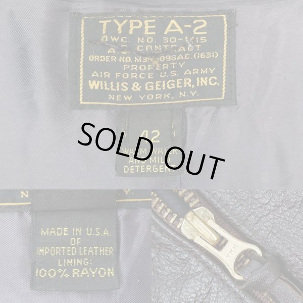 画像3: 80's Willis ＆ Geiger A-2 レザーフライトジャケット “MADE IN USA” (3)