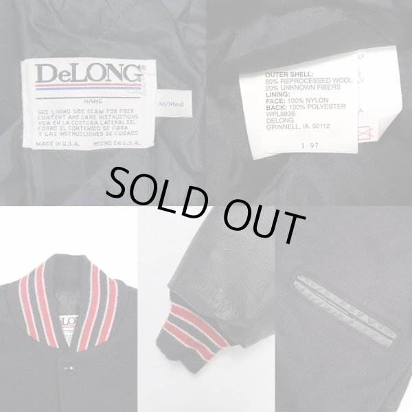 画像3: 80-90's DeLONG スタジャン "ウール×レザー / MADE IN USA" (3)