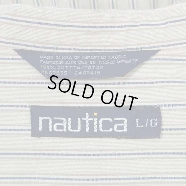 画像2: 90's NAUTICA マルチストライプ柄 バンドカラーシャツ (2)
