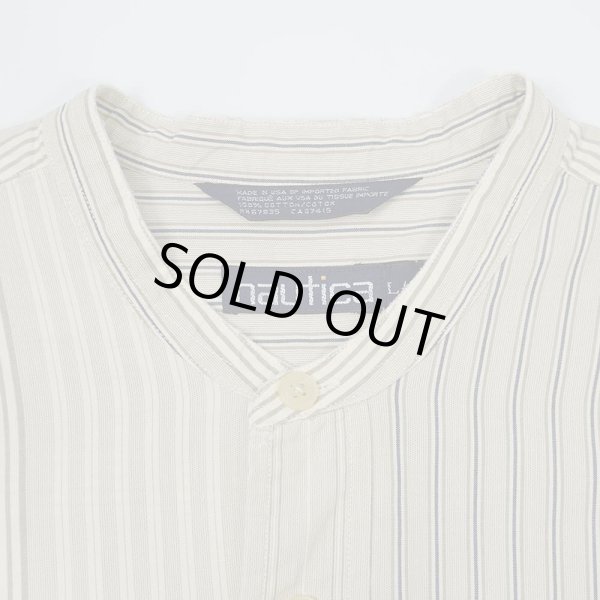 画像3: 90's NAUTICA マルチストライプ柄 バンドカラーシャツ (3)