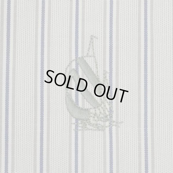 画像4: 90's NAUTICA マルチストライプ柄 バンドカラーシャツ (4)