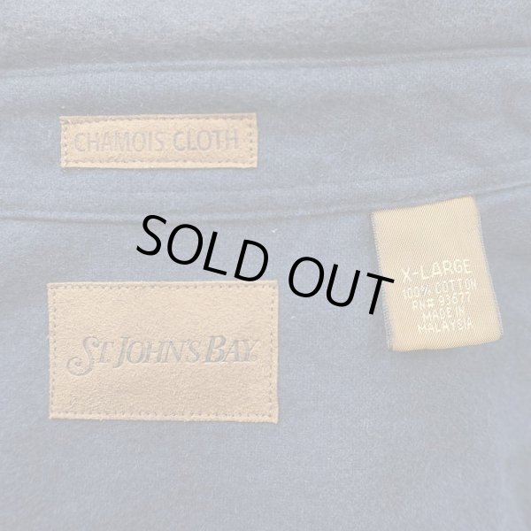 画像2: 90's ST.JOHN'S BAY シャモアクロス ワークシャツ “Charcoal Navy / DEADSTOCK” (2)