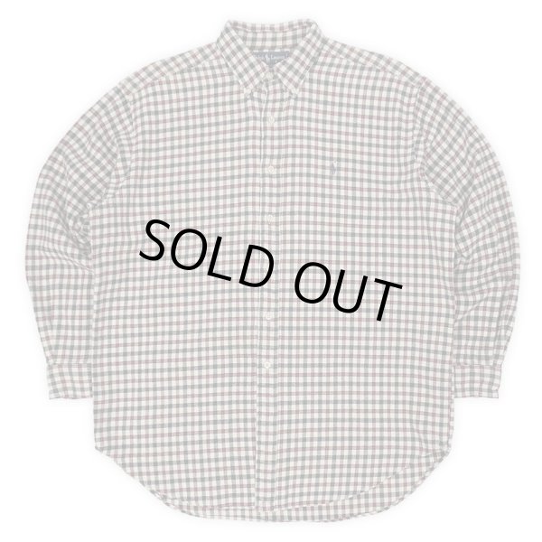 画像1: 90's Polo Ralph Lauren ヘビーネル ボタンダウンシャツ "BLAIRE / Off White × Black Plaid" (1)