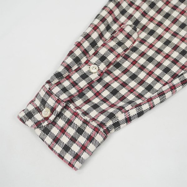 画像4: 90's Polo Ralph Lauren ヘビーネル ボタンダウンシャツ "BLAIRE / Off White × Black Plaid" (4)