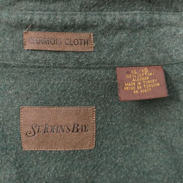 画像2: Late 90's ST JOHN'S BAY シャモアクロス ワークシャツ "OLIVE GREEN" (2)