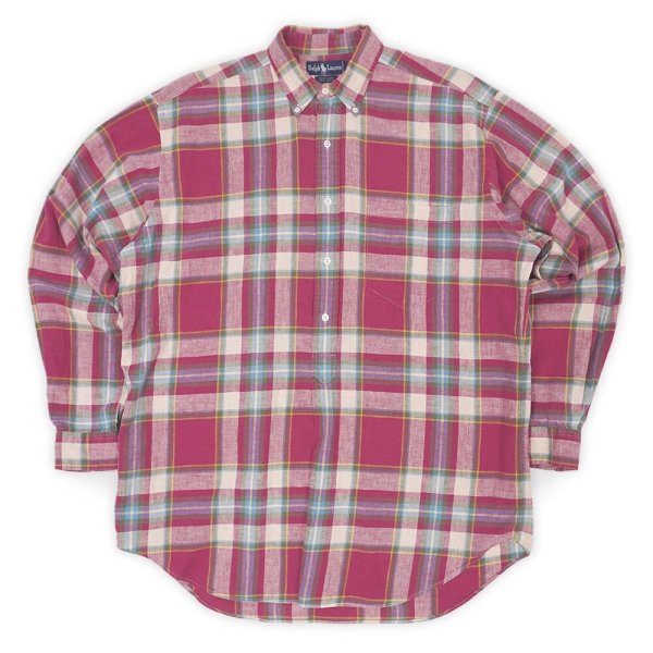 画像1: Early 90's Polo Ralph Lauren プルオーバー ボタンダウンシャツ "LINEN×COTTON" (1)