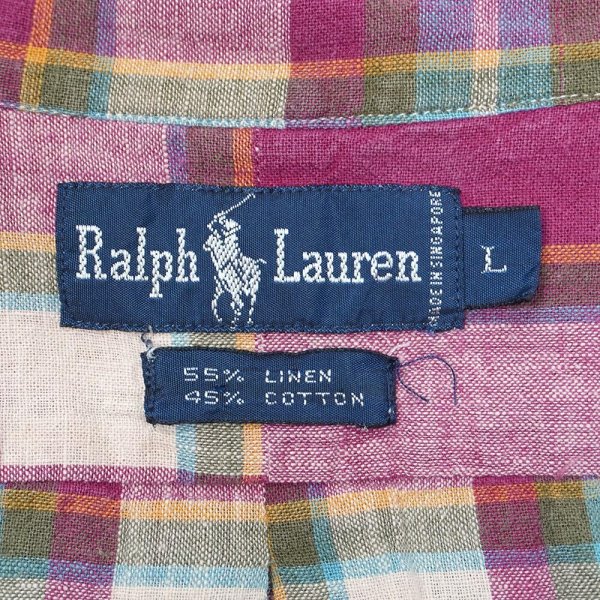 画像2: Early 90's Polo Ralph Lauren プルオーバー ボタンダウンシャツ "LINEN×COTTON" (2)