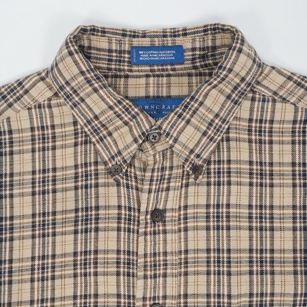 画像3: 90's TOWNCRAFT フランネル ボタンダウンシャツ "Beige Plaid" (3)