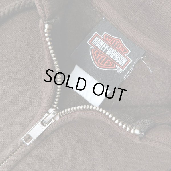 画像3: 00's HARLEY-DAVIDSON フルジップ スウェットパーカー “BROWN” (3)