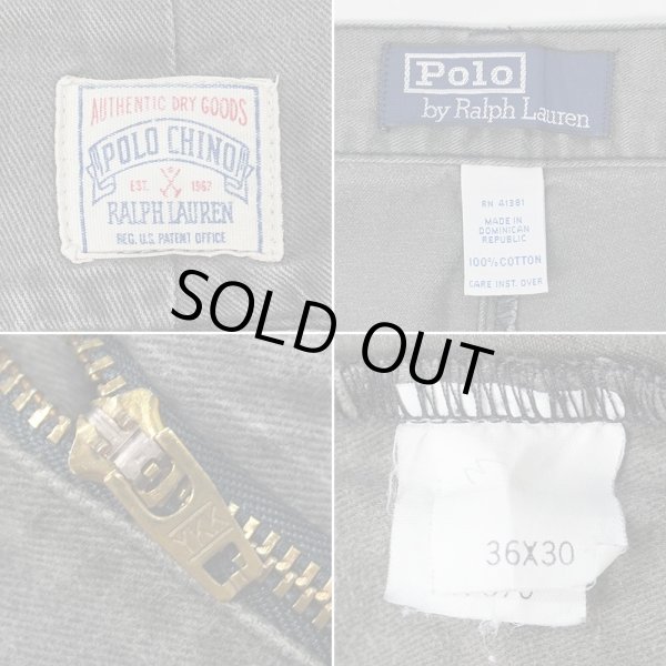 画像3: Early 90's Polo Ralph Lauren 2タック チノトラウザー "FADE BLACK / W36" (3)