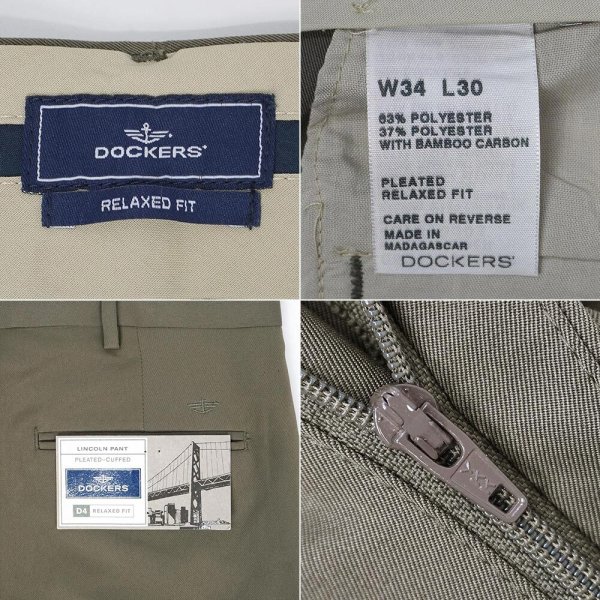 画像3: 00's DOCKERS 2タック ポリエステルトラウザー "DEADSTOCK / Olive / W34 L30" (3)