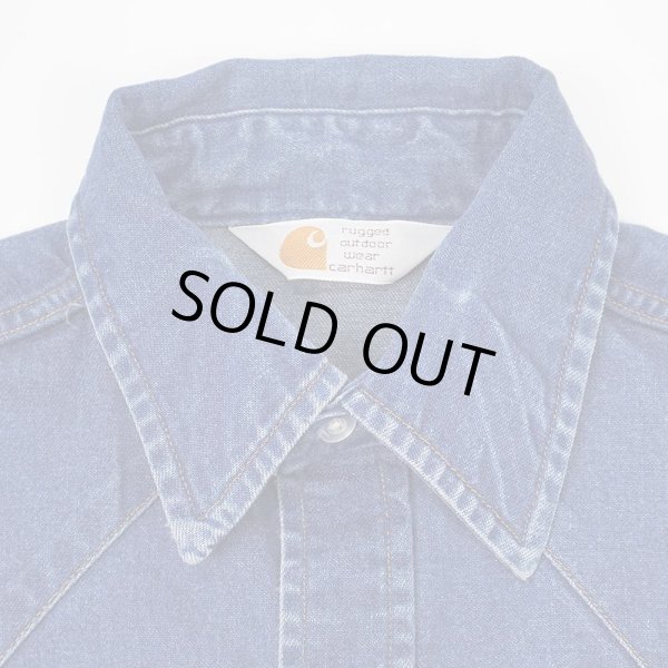 画像3: 90's Carhartt デニムウエスタンシャツ (3)