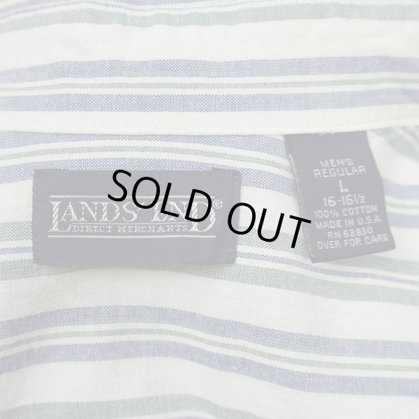 画像2: 90's LANDS' END マルチストライプ柄 ボタンダウンシャツ "MADE IN USA" (2)