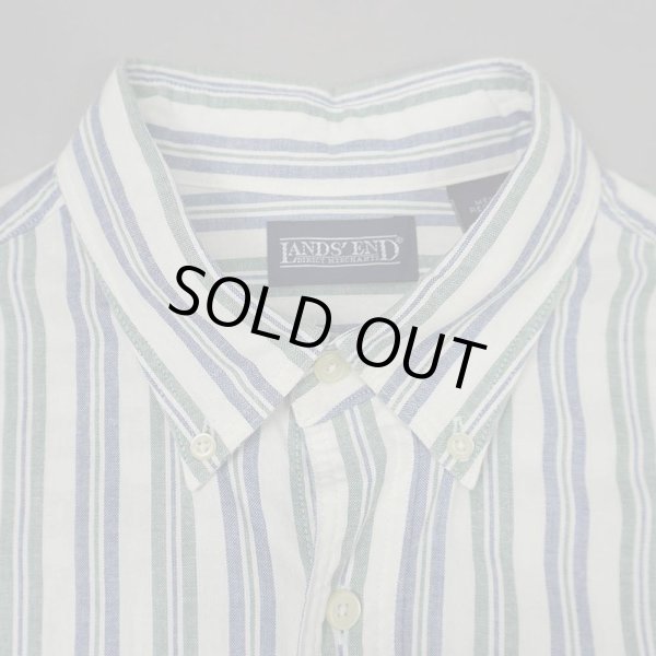 画像3: 90's LANDS' END マルチストライプ柄 ボタンダウンシャツ "MADE IN USA" (3)