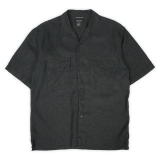 90's FLAX S/S リネンシャツ “BLACK” - used&vintage box Hi-smile