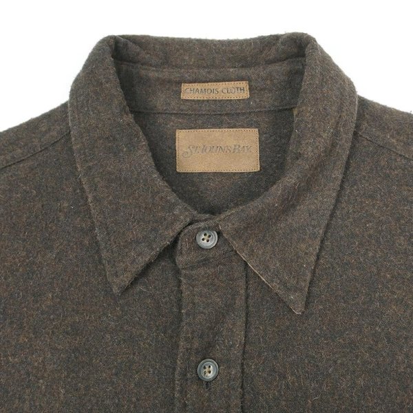画像3: Late 90's ST JOHN'S BAY シャモアクロス ワークシャツ "DARK BROWN" (3)