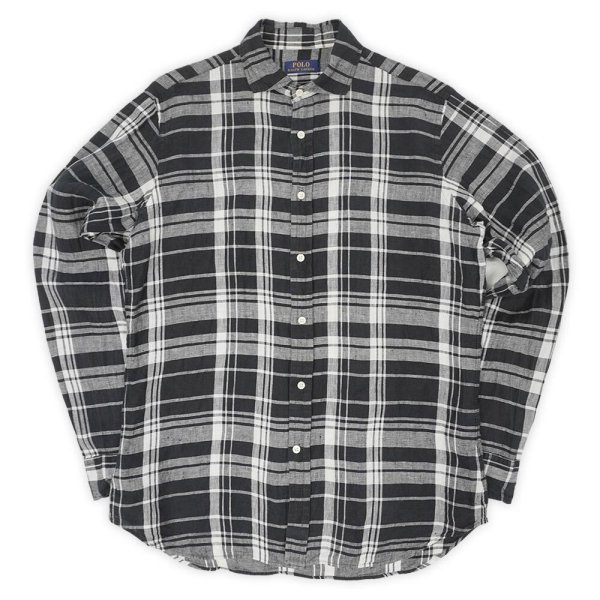 画像1: 00's Polo Ralph Lauren リネンシャツ "Black × White Plaid" (1)