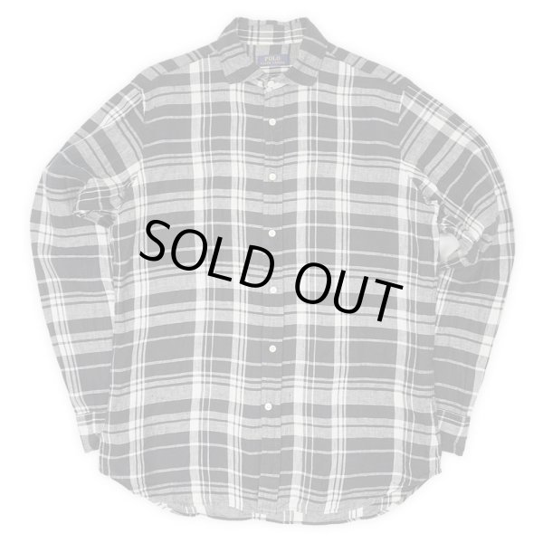 画像1: 00's Polo Ralph Lauren リネンシャツ "Black × White Plaid" (1)