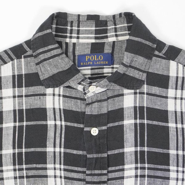 画像3: 00's Polo Ralph Lauren リネンシャツ "Black × White Plaid" (3)
