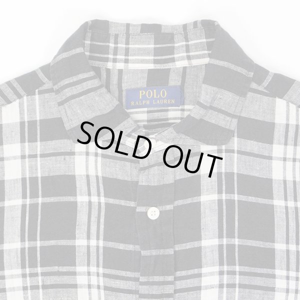 画像3: 00's Polo Ralph Lauren リネンシャツ "Black × White Plaid" (3)