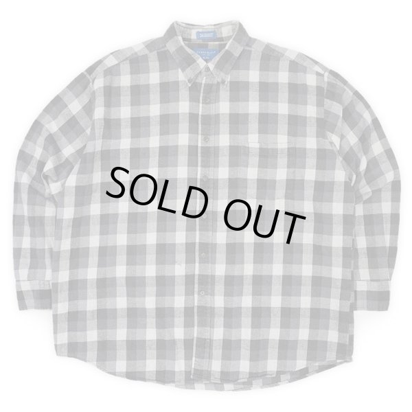 画像1: 90's TOWNCRAFT フランネル ボタンダウンシャツ "Monotone Block Plaid" (1)