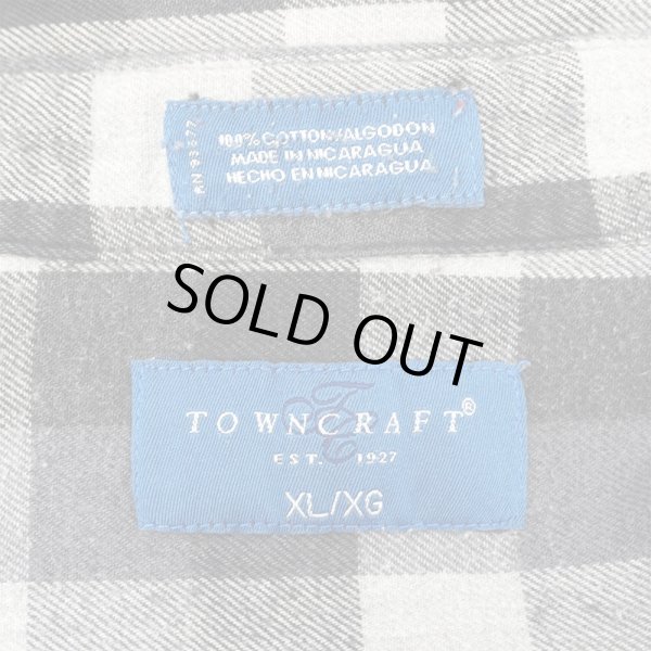 画像2: 90's TOWNCRAFT フランネル ボタンダウンシャツ "Monotone Block Plaid" (2)