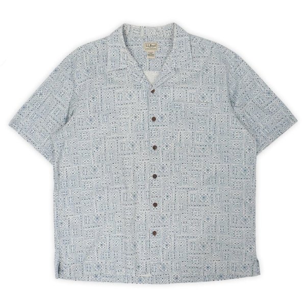 画像1: 00's L.L.Bean S/S 総柄 オープンカラーシャツ "LIGHT BLUE" (1)