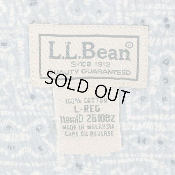画像2: 00's L.L.Bean S/S 総柄 オープンカラーシャツ "LIGHT BLUE" (2)