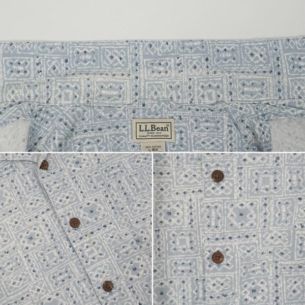 画像5: 00's L.L.Bean S/S 総柄 オープンカラーシャツ "LIGHT BLUE" (5)