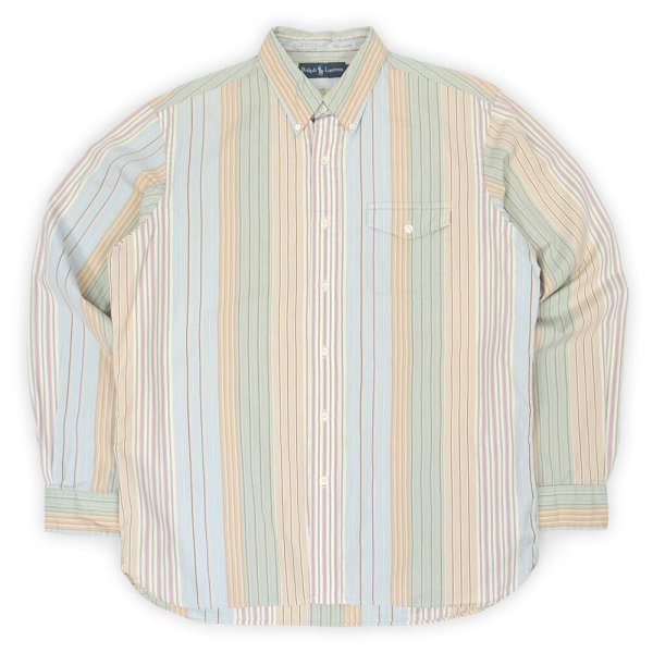 画像1: 00's Polo Ralph Lauren マルチストライプ柄 ボタンダウンシャツ (1)