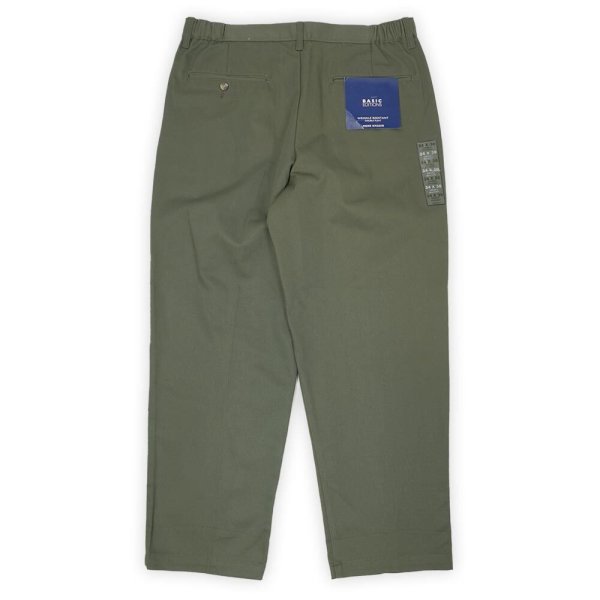 画像1: 00's BASIC EDITIONS 2タック チノトラウザー "DEADSTOCK / OLIVE / W34 L30" (1)