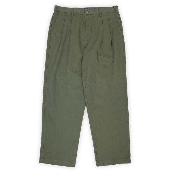 画像2: 00's BASIC EDITIONS 2タック チノトラウザー "DEADSTOCK / OLIVE / W34 L30" (2)
