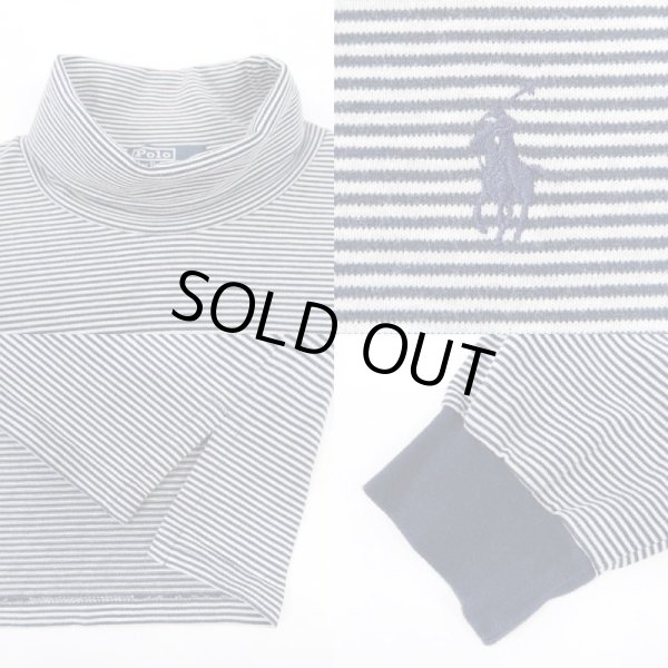 画像2: 90's Polo Ralph Lauren ボーダー柄 タートルネックカットソー (2)
