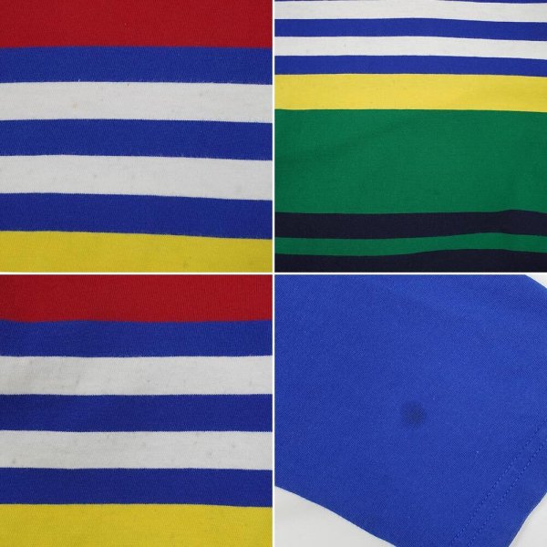 画像4: 00's Polo Ralph Lauren マルチボーダー柄 フーディーカットソー (4)