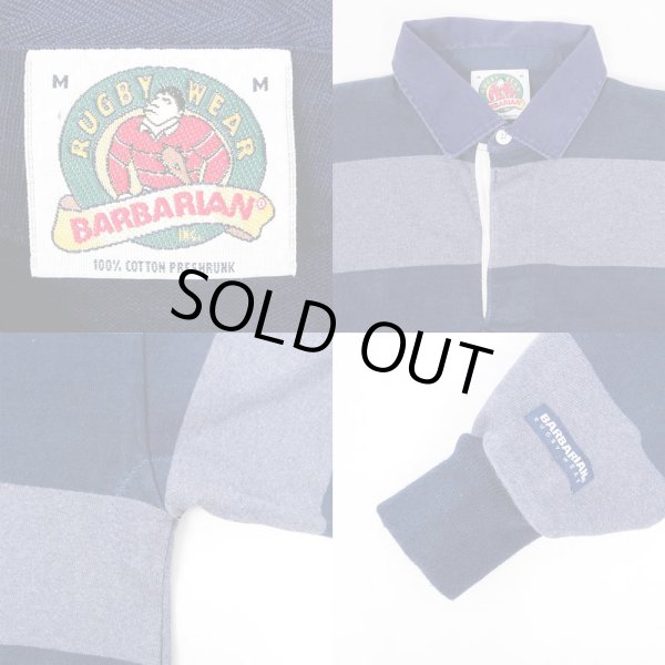 画像3: 90's BARBARIAN ボーダー柄 ラガーシャツ (3)