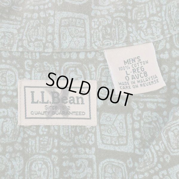 画像2: 00's L.L.Bean S/S 総柄 オープンカラーシャツ "GREEN BASE" (2)