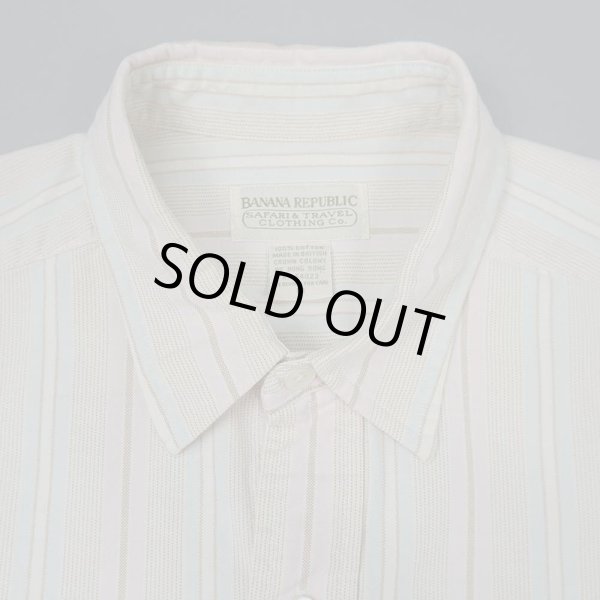 画像3: 90's Banana Republic マルチストライプ柄 レギュラーカラーシャツ (3)