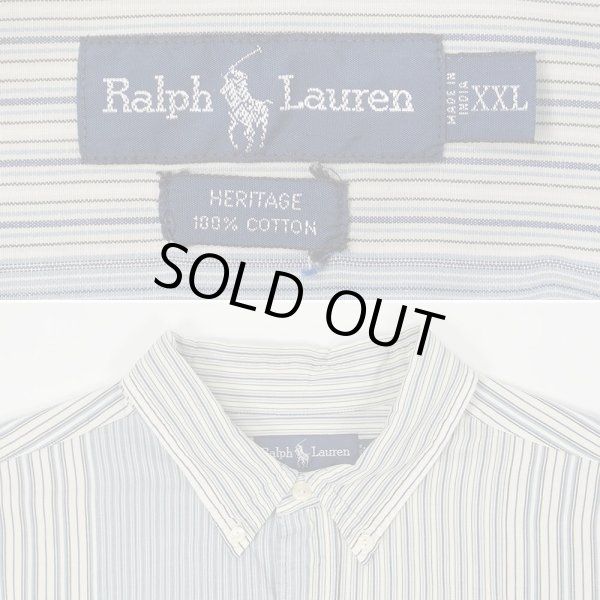 画像2: 90's Polo Ralph Lauren マルチストライプ柄 ボタンダウンシャツ "HERITAGE" (2)