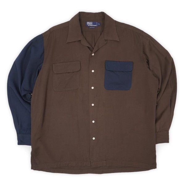 画像1: 90's Polo Ralph Lauren L/S オープンカラー レーヨンシャツ "Switching Custom" (1)