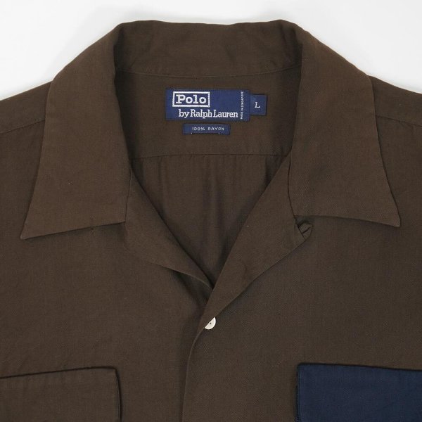 画像3: 90's Polo Ralph Lauren L/S オープンカラー レーヨンシャツ "Switching Custom" (3)
